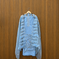 Pure Cotton Suit with Lace Placket & Organza Cutwork Details