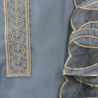 Pure Cotton Suit with Lace Placket & Organza Cutwork Details