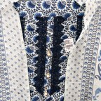 Ocean Breeze: Blue & White Jam Cotton Suit with Intricate Resham Neckline  Product Description
