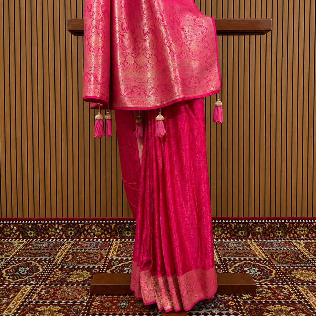 Imperial Rani Pink Bangalore Self-Weave Silk Saree