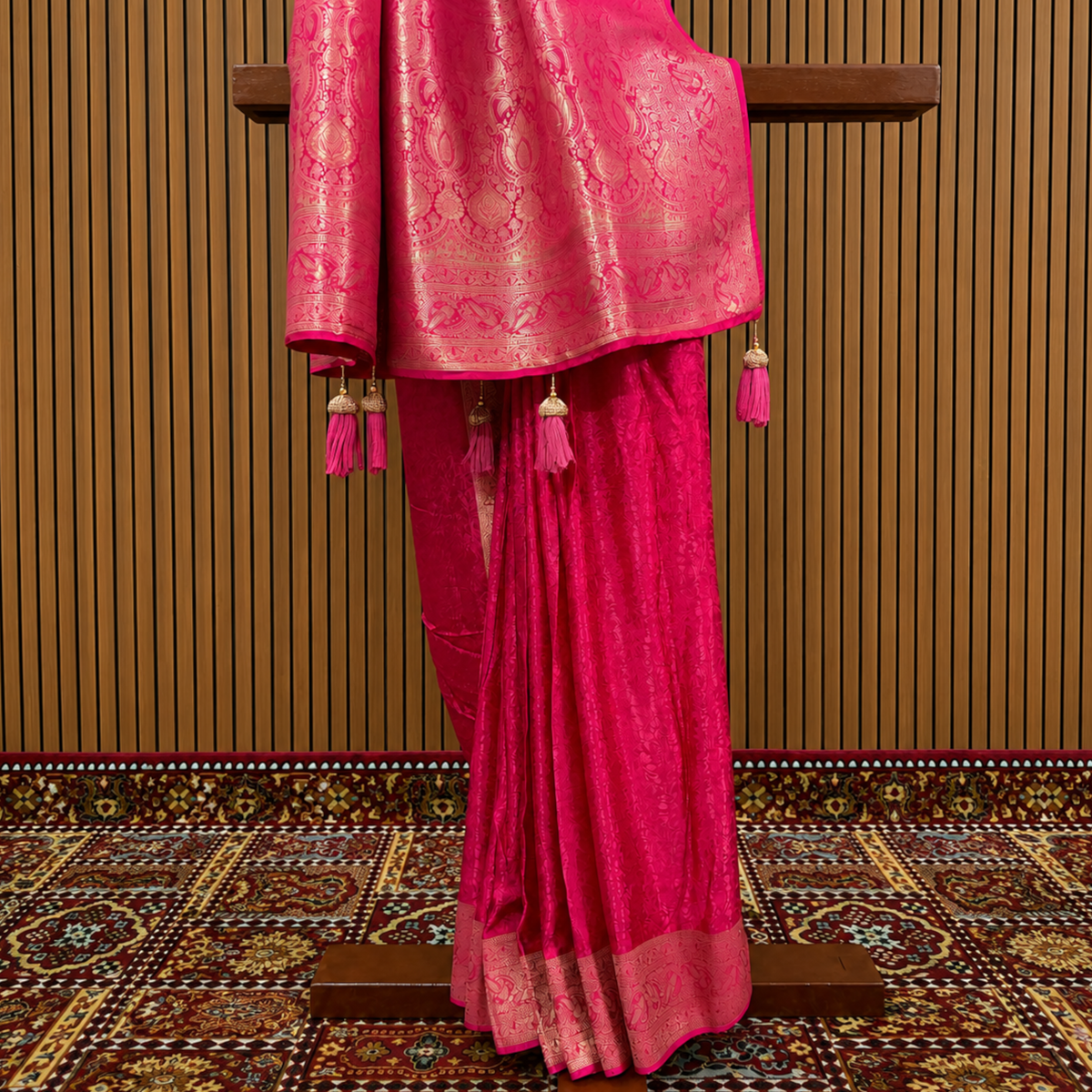 Imperial Rani Pink Bangalore Self-Weave Silk Saree