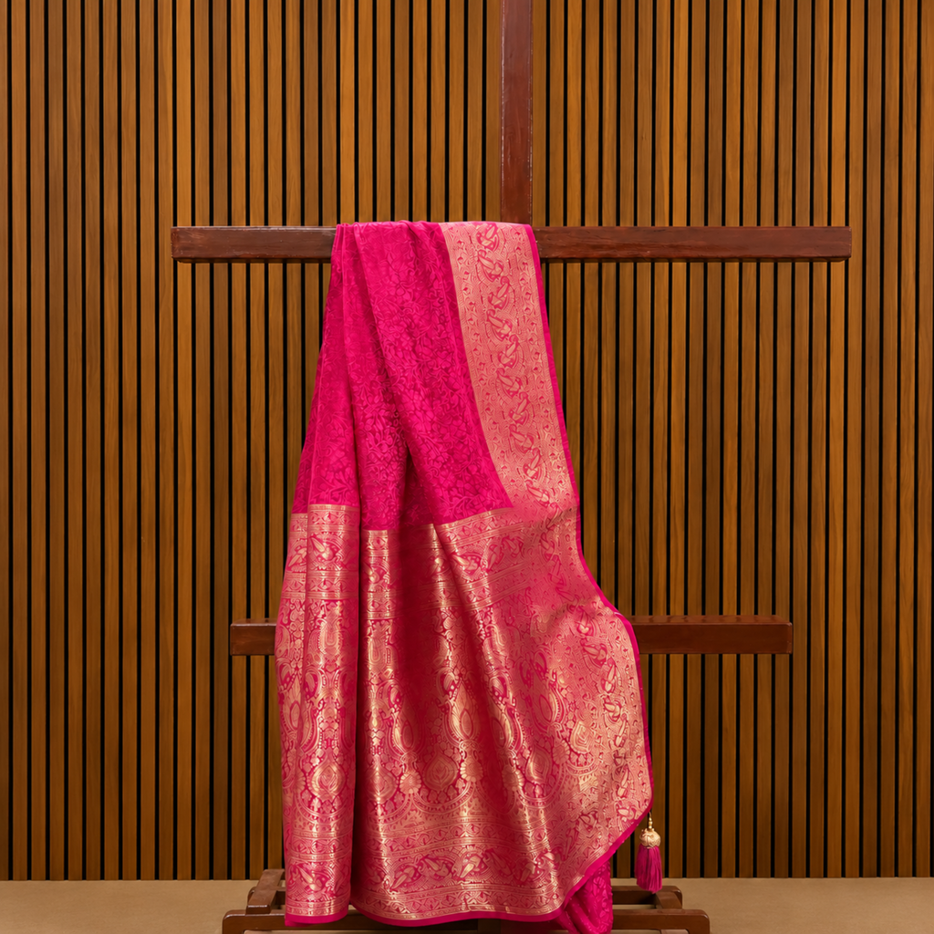 Imperial Rani Pink Bangalore Self-Weave Silk Saree