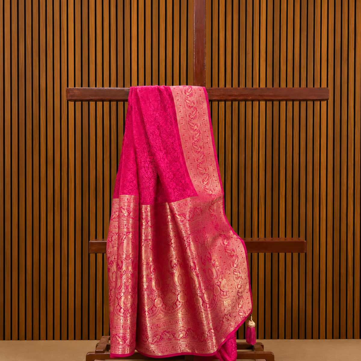 Imperial Rani Pink Bangalore Self-Weave Silk Saree