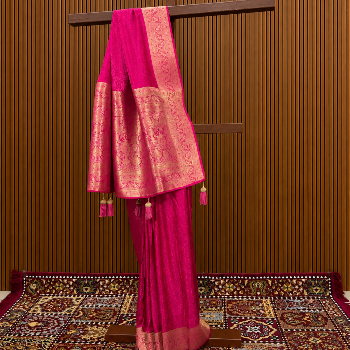 Imperial Rani Pink Bangalore Self-Weave Silk Saree