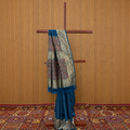 Midnight Elegance: Royal Navy Blue Silk Saree with Figurative Art Pallu