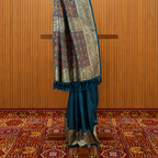 Midnight Elegance: Royal Navy Blue Silk Saree with Figurative Art Pallu