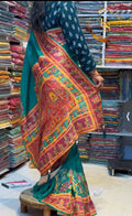 Deep Lagoon ‘Position Print’ Silk Heritage Saree