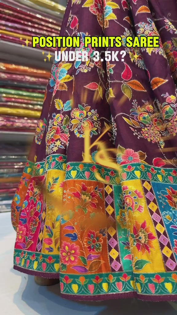 Mustard Honey ‘Position Print’ Silk Festive Saree